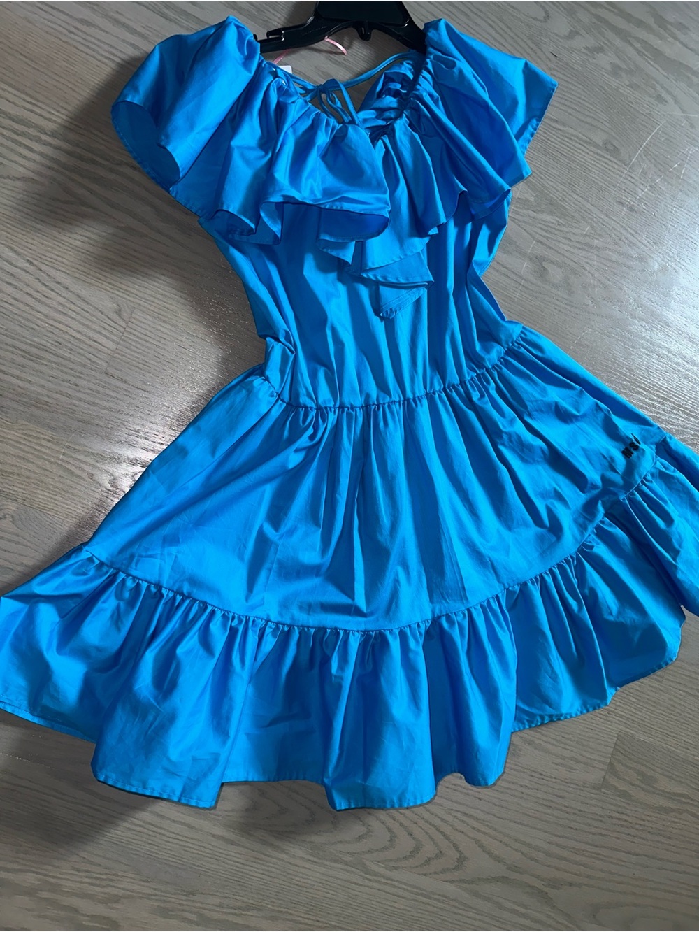 MSGM Bright Blue Ruffle-Detail Girls' Formal Dress